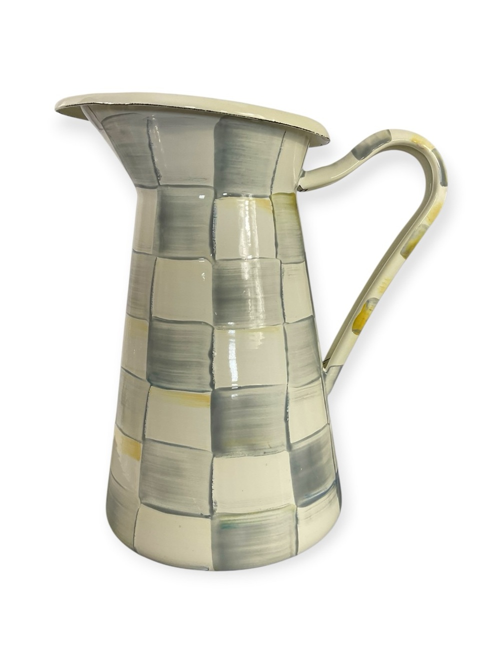 MacKenzie-Childs Sterling Check Medium Practical Pitcher 7 Cup Enamelware